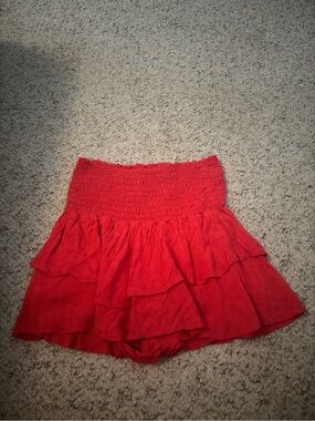 Blue Life Red Tiered Ruffle High-Waist Shorts